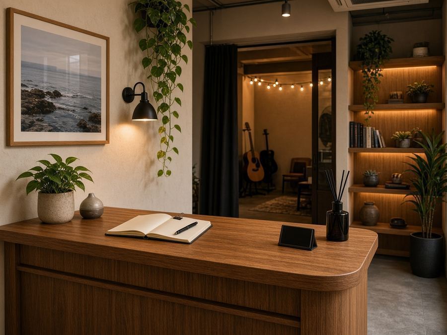 Contact desk at Studio Tidalpier in Hong Kong